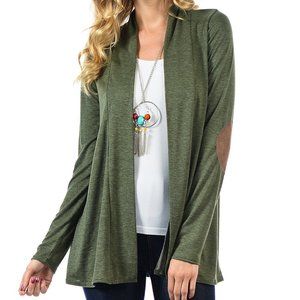 4/30 Melange Olive Elbow-Patch Cardigan